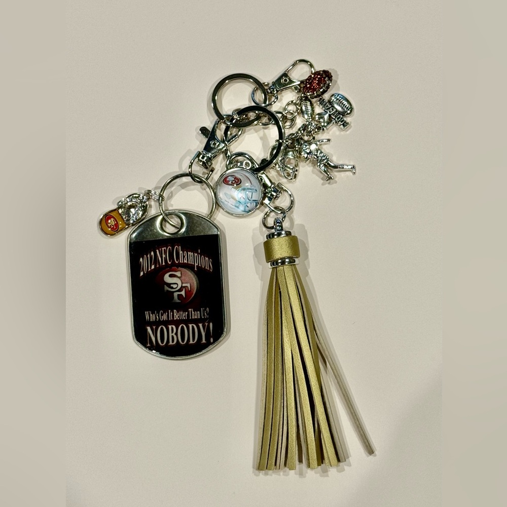 San Francisco 49ers Keychain Purse Charm Handmade 2012 NFC Champions Charm NFL